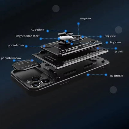 Xiaomi Redmi Note 12 Pro (5G) - Card Slot Hoesje met Kickstand en Camera Slide - Pop Grip Cover - Roze
