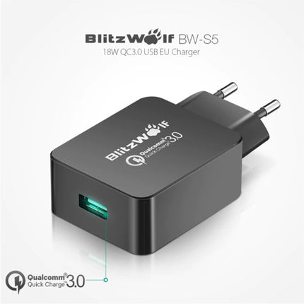 Fast Charge 18W USB Stekkerlader - Quick Charge 3.0 Muur Oplader Wallcharger AC Thuislader Adapter Zwart