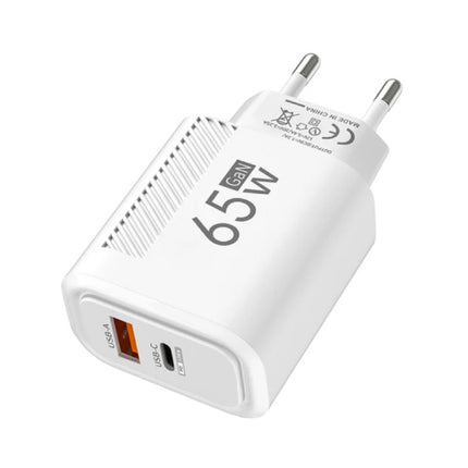 2-Poort GaN Snellader 65W - PD / Quick Charge 3.0 / USB Oplader Lader Stekkerlader Adapter Wit