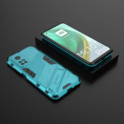 Xiaomi Mi 10T Pro Hoesje met Kickstand - Shockproof Armor Case Cover TPU Blauw