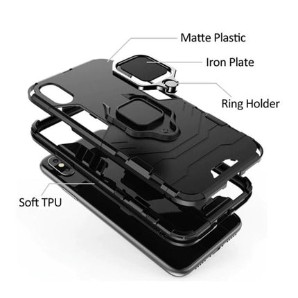 Samsung Galaxy A20 Hoesje  - Magnetisch Shockproof Case Cover Cas TPU Rood + Kickstand