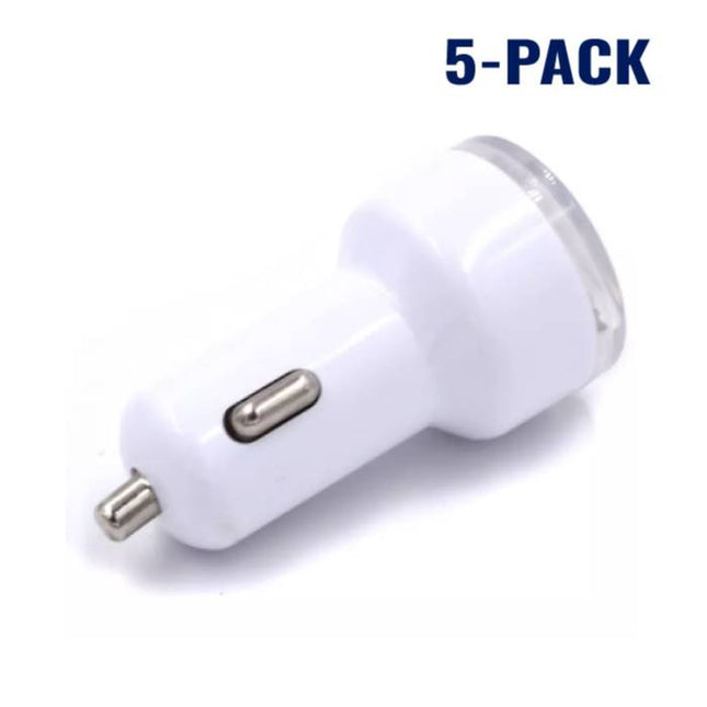 5-Pack High Speed Dubbele Autolader/Dual Carcharger Wit
