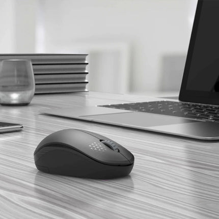 Geruisloze Draadloze Muis - 1600DPI Optisch / Tweehandig / Ergonomisch - Zwart