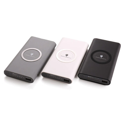 Draadloze Qi Powerbank Oplader 10.000mAh Noodaccu Batterij Wireless Charger Pad Grijs