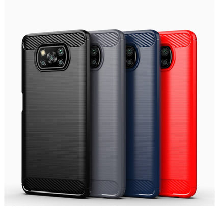 Xiaomi Poco X3 NFC Hoesje - Carbon Fiber Textuur Shockproof Case Rubber Cover Grijs