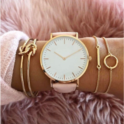 Minimalistisch Horloge voor Dames - Modieus Kwarts Uurwerk Mesh Bandje Zilver Wit