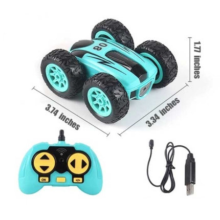 Stuntcar met Afstandsbediening - Bestuurbaar Stuntracer Speelgoed Dubbelzijdige Auto Blauw