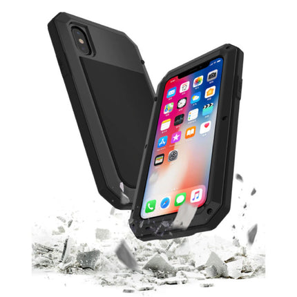 iPhone XS Max 360°  Full Body Case Tank Hoesje + Screenprotector - Shockproof Cover Zilver