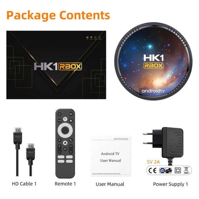 HK1 RBOX TV Box - Mediaspeler Android Kodi 4K - 4GB RAM - 64GB Opslagruimte