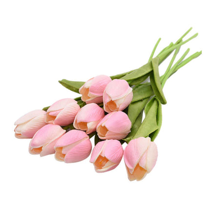 Kunst Boeket - Tulpen Zijden Bloemen Tulp Luxe Boeketten Decor Ornament Roze