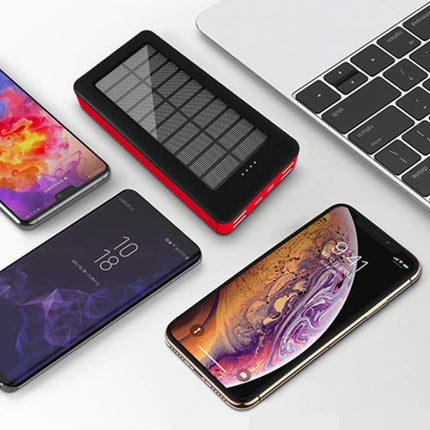 Solar Powerbank met 4 Uitvoer/3 Invoer Poorten 80.000mAh - Ingebouwde Zaklamp - Externe Noodaccu Batterij Oplader Charger Zon Rood