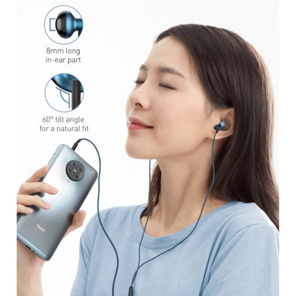 H19 Oordopjes met Microfoon en Controls - 3.5mm AUX Oortjes Volumebeheer Wired Earphones Oortelefoon Blauw