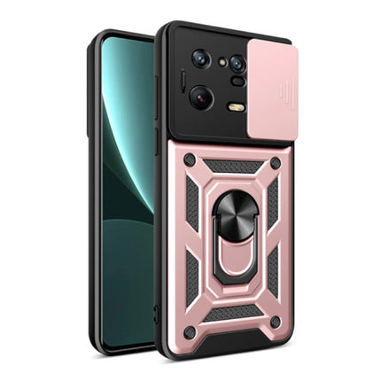 Xiaomi Mi 13 Pro - Armor Hoesje met Kickstand en Camera Bescherming - Pop Grip Cover Case Roze
