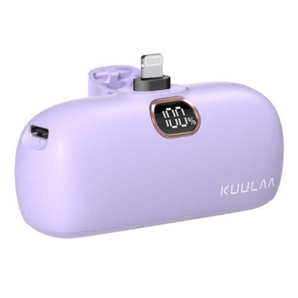 5000mAh Mini Powerbank voor iPhone Lightning - QC / PD Externe Noodaccu Batterij Oplader Paars