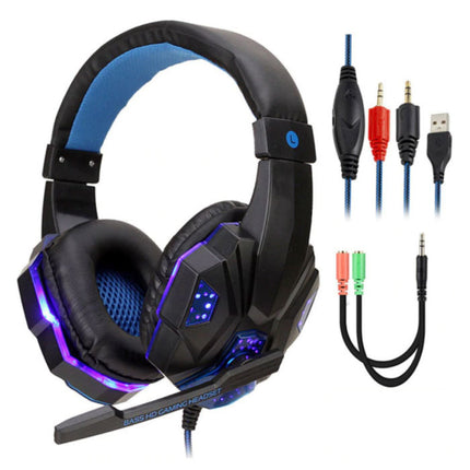 Bass HD Gaming Headset Stereo Koptelefoon Headphones met Microfoon voor PlayStation 4 / PC Blauw