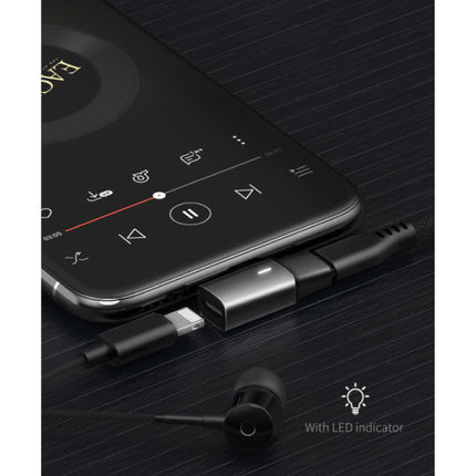 iPhone Lightning Oplader & AUX Splitter - Headphone Audio Splitter Adapter Zwart