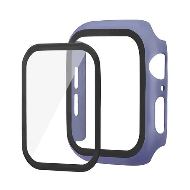Full Cover voor iWatch Series 42mm - Hoesje en Screen Protector - Tempered Glass Hard Case TPU Paars