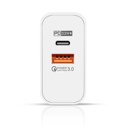 65W GaN Stekkerlader - Dual Port PD / Quick Charge 3.0 - Power Delivery USB Fast Charge - Oplader Muur Wallcharger AC Thuislader Adapter Zwart