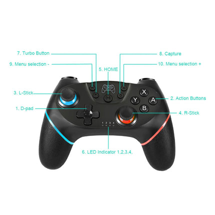 2-Pack Gaming Controller voor Nintendo Switch - NS Bluetooth Gamepad met Vibratie Grijs