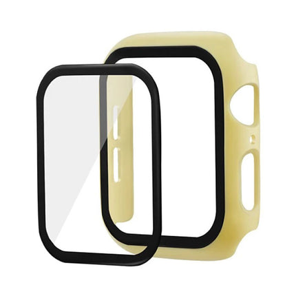 Full Cover voor iWatch Series 38mm - Hoesje en Screen Protector - Tempered Glass Hard Case TPU Geel
