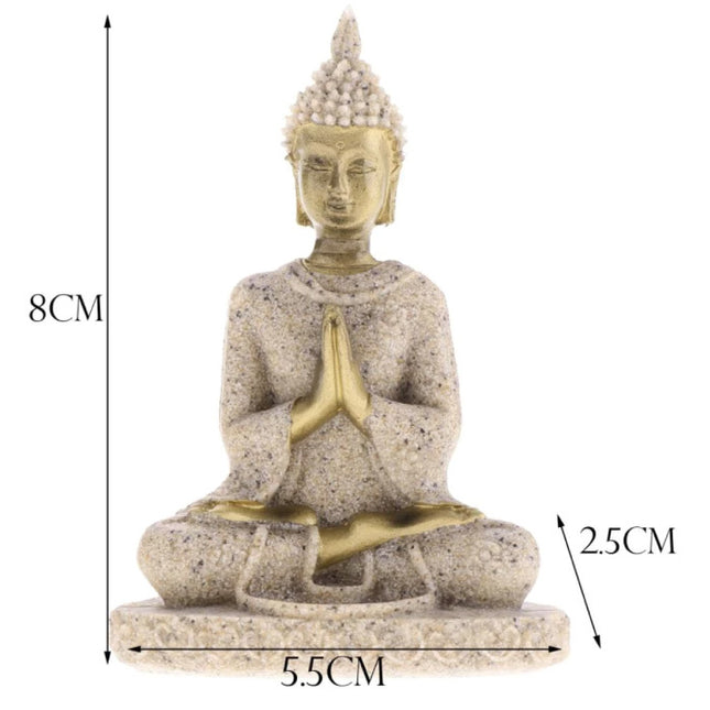 Mini Boeddha Beeld - Decor Miniatuur Ornament Zandsteen Sculptuur Tuin Bureau 