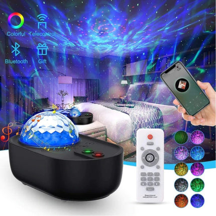 Sterren Projector met Afstandsbediening - Bluetooth Sterrenhemel Muziek Sfeerlamp Tafellamp Zwart