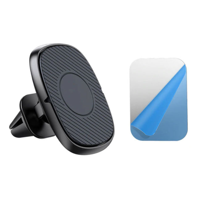 Magnetische Telefoonhouder Auto met Luchtrooster Clip en Magnetische Sticker - Universele Dashboard Smartphone Holder Zwart