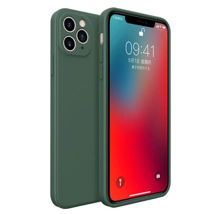 iPhone 7 Square Silicone Hoesje - Zachte Matte Case Liquid Cover Donkergroen