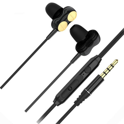 H102 Oordopjes met Opbergtasje - Microfoon en Controls - 3.5mm AUX Oortjes Volumebeheer Wired Earphones Oortelefoon Zwart