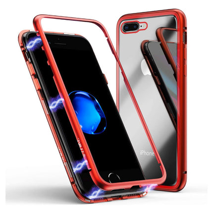 iPhone 8 Magnetisch 360° Hoesje met Tempered Glass - Full Body Cover Hoesje + Screenprotector Rood