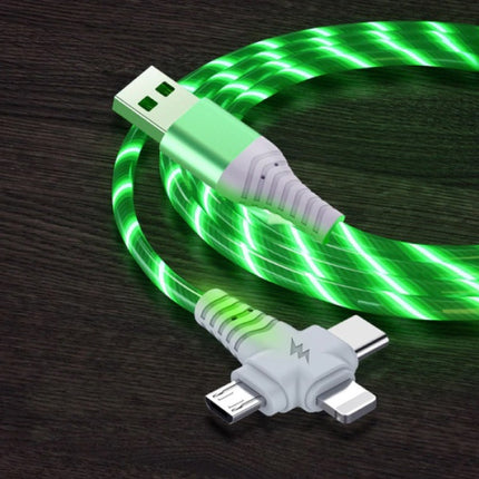 3 in 1 Lichtgevende Oplaadkabel - iPhone Lightning / USB-C / Micro-USB - 2 Meter Oplader Data Kabel Groen