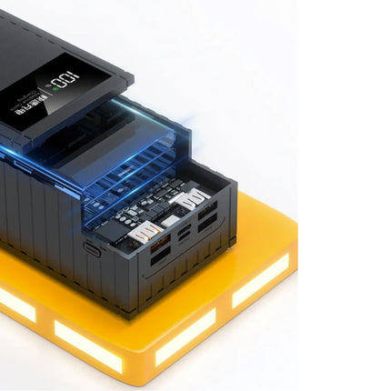 50.000mAh Powerbank met 4 Oplaadpoorten - LED Display - 66W Batterij Oplader Geel