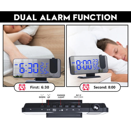Multifunctionele Digitale LED Klok - Wekker Spiegel Alarm Snooze Helderheid Aanpassing Zwart