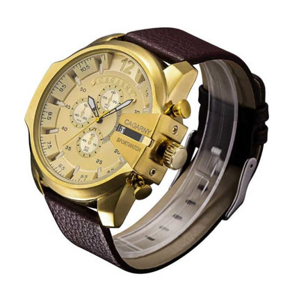 Vintage Militair Horloge voor Heren - Leren Bandje Kwarts Polshorloge Zwart