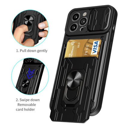 Samsung Galaxy S20 Plus - Card Slot Hoesje met Kickstand en Camera Slide - Magnetische Pop Grip Cover Case Zwart