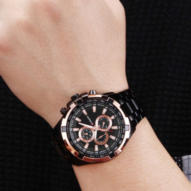 Staal Horloge voor Heren - Leren Bandje Anoloog Luxe Uurwerk voor Mannen Kwarts
