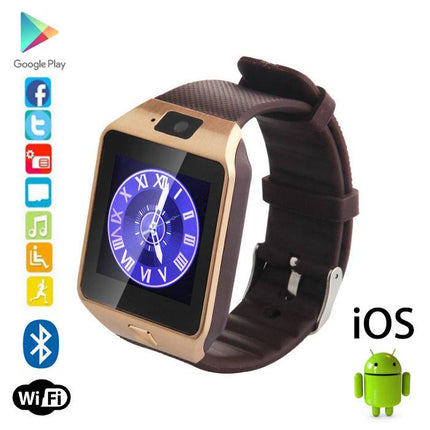 Originele DZ09 Smartwatch Smartphone Fitness Sport Activity Tracker Horloge OLED Android iOS iPhone Samsung Huawei Goud