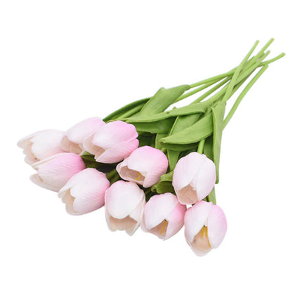 Kunst Boeket - Tulpen Zijden Bloemen Tulp Luxe Boeketten Decor Ornament Roze