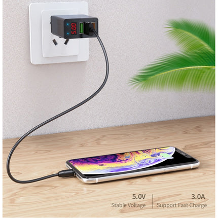 Qualcomm Quick Charge 3.0 Triple 3x Port USB Muur Oplader Wallcharger AC Thuislader Stekkerlader Adapter Zwart