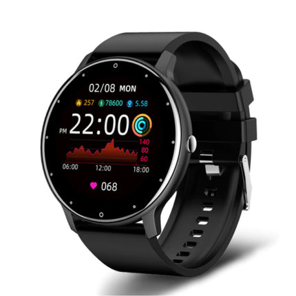 2021 Smartwatch met Hartslagmonitor -  Fitness Sport Activity Tracker Siliconen Bandje Horloge iOS Android Zwart
