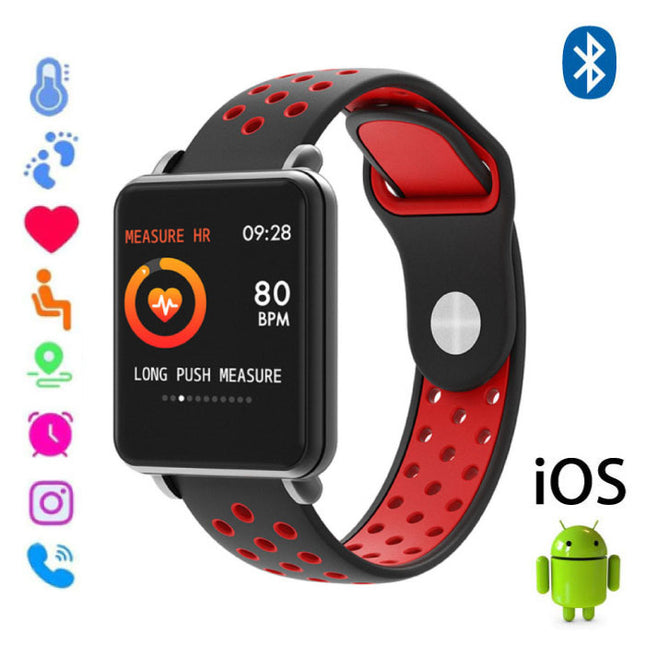 Land 1 Smartwatch Smartband Smartphone Fitness Sport Activity Tracker Horloge OLED iOS Android iPhone Samsung Huawei Rood Two-Tone Bandje