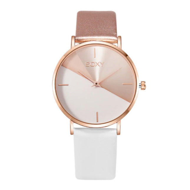 Minimalist Horloge voor Dames - Leren bandje - Anoloog Kwarts Uurwerk voor Vrouwen Wit