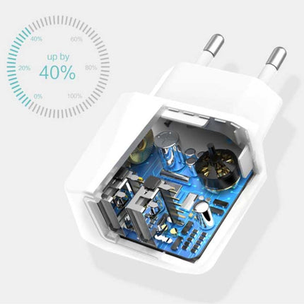 2.1A Stekkerlader - Dual 2-Port USB Fast Charge Oplader Muur Wallcharger AC Thuislader Adapter Wit