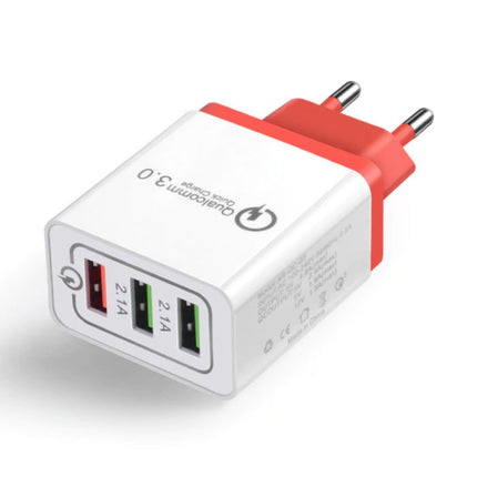 Qualcomm Quick Charge 3.0 Triple (3x) USB Port iPhone/Android Muur Oplader Wallcharger Rood