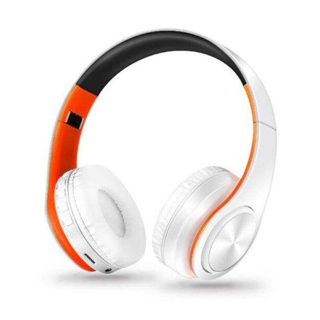 Draadloze Koptelefoon Bluetooth Wireless Headphones Stereo Gaming Oranje-Wit