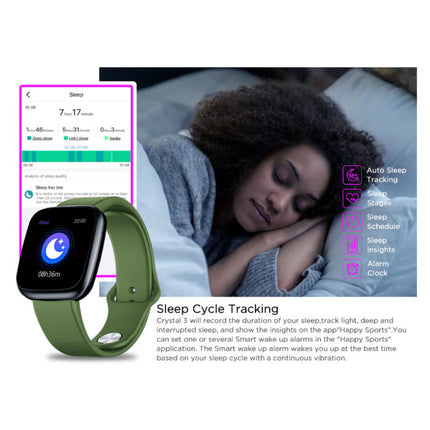 Crystal 3 Smartwatch Smartband Smartphone Fitness Sport Activity Tracker Horloge IPS iOS Android iPhone Samsung Huawei Groen