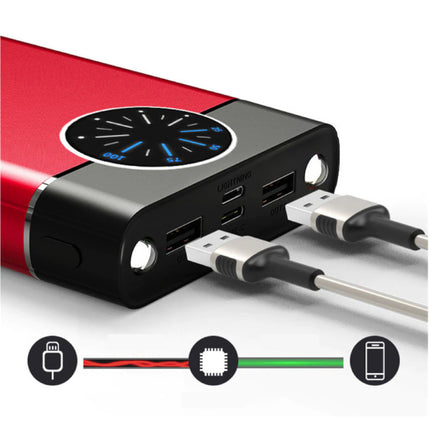 80.000mAh Powerbank met 2 Uitvoer/2 Invoer Poorten - Ingebouwde Zaklamp - Externe Noodaccu Batterij Oplader Charger Zwart