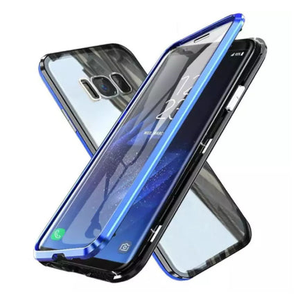 Samsung Galaxy S8 Plus Magnetisch 360° Hoesje met Tempered Glass - Full Body Cover Hoesje + Screenprotector Blauw