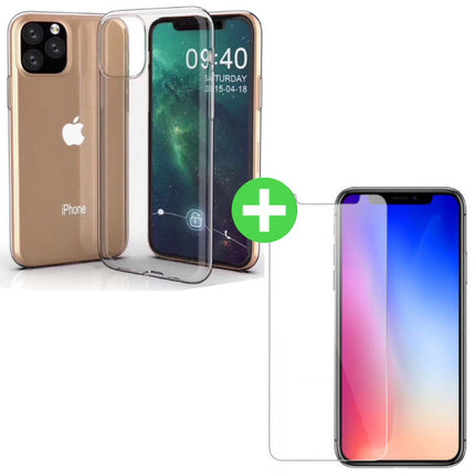 iPhone 11 Pro Transparant TPU Hoesje + Screen Protector Tempered Glass
