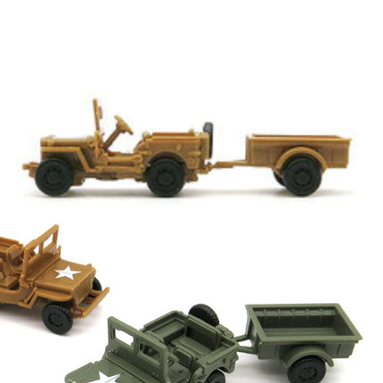 1:72 Willys MB Jeep Bouwkit - Amerikaanse Leger Wagen Plastic Hobby Doe-het-zelf Model Bruin